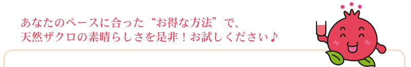 あなたのペースにあったお得な方法で天然ザクロの素晴らしさをぜひお試しください
