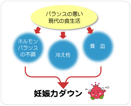 バランスの悪い現代の食生活で妊娠力ダウン